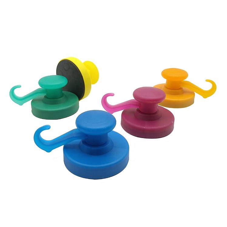 Rainbow Colored Plastic Mini Magnetic Hooks - 12mm dia x 20mm tall
